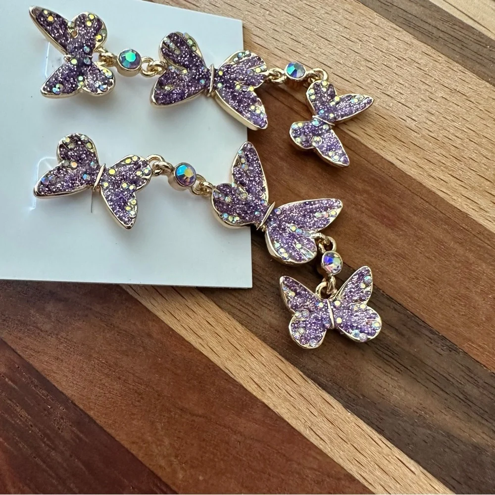 Betsey Johnson Butterfly Drop and Dangle Earrings